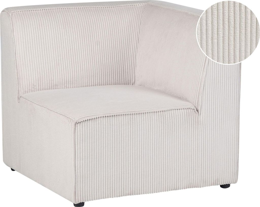 BELIANI Modul Ecksessel Rechts Beige Polsterbezug aus Cord Quadratisch 1-Sitzer Modernes Retro Design Arbeits- und Wohnzimmer Salon Flur Diele Möbel