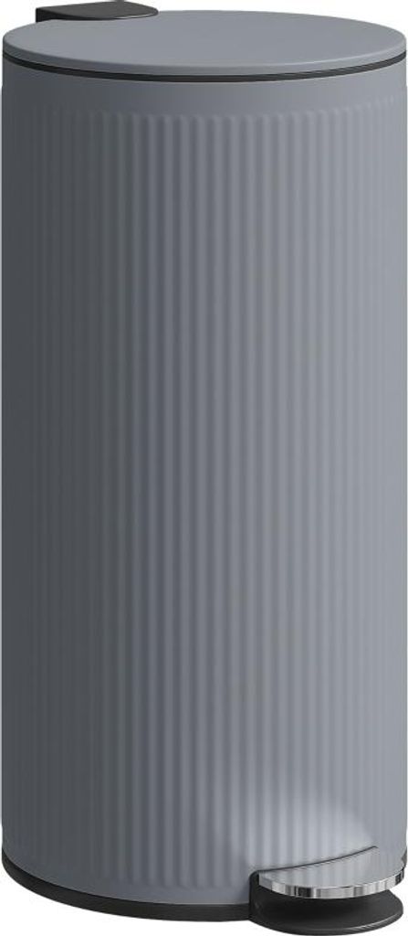 Fortuna Lai Mülleimer 30 L Treteimer mit Softclose-Deckel und Pedal, Inneneimer Metall, Dunkelgrau, 36 x 30 x 60,5 cm