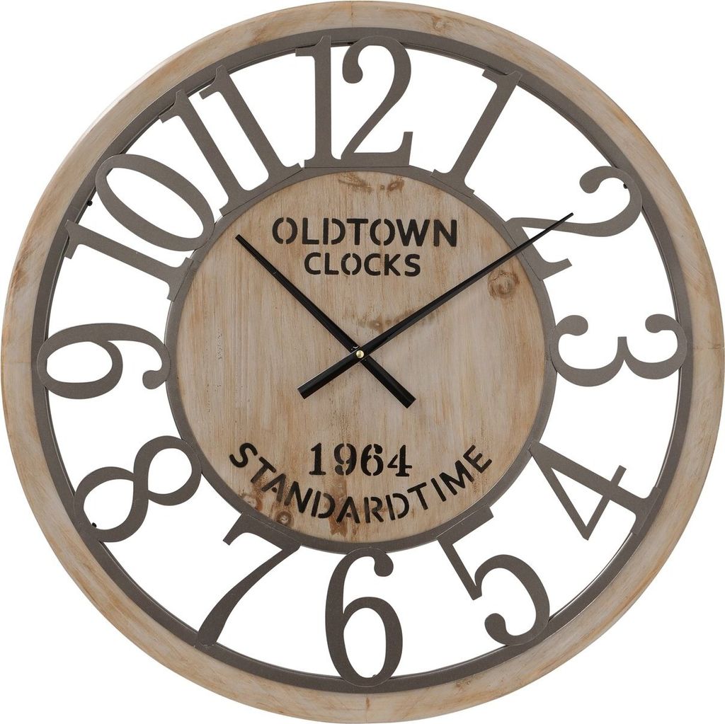 BOLTZE Wanduhr "Trapani" aus Holz/Metall in grau/braun Produktbild 