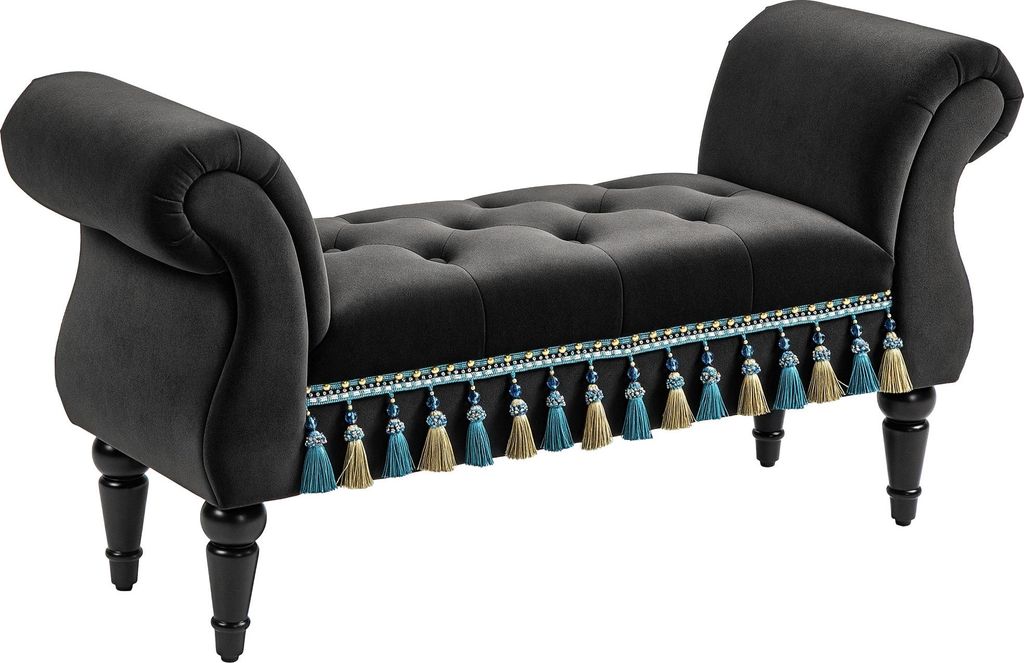 Banc HOMCOM, aspect velours, banc-lit de luxe pour le Image du produit 