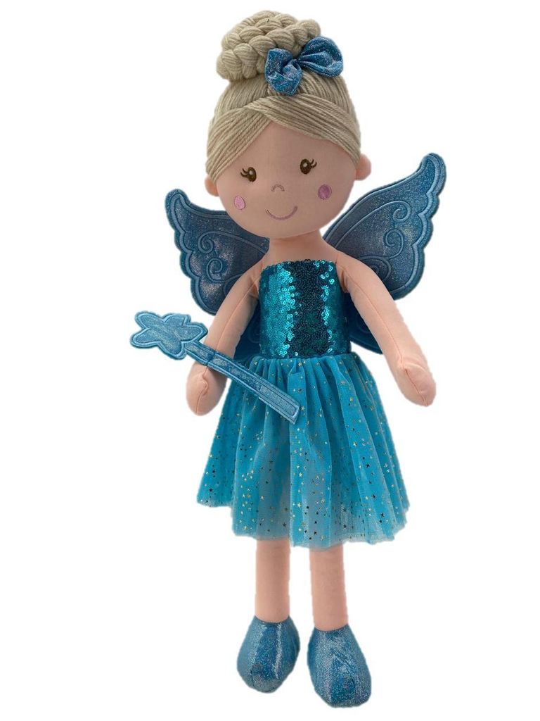 Sweety Toys 13265 Stoffpuppe Softpuppe Fee Plüschtier Prinzessin 60 cm blau