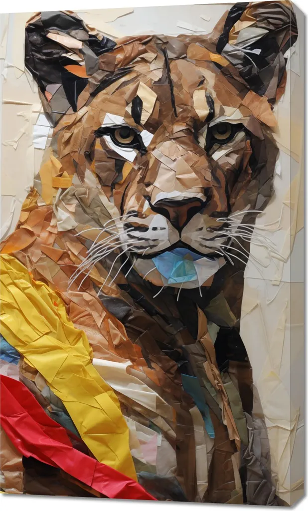 Tableau 60 x 100 cm Tigre en papier - Décoration murale grand format