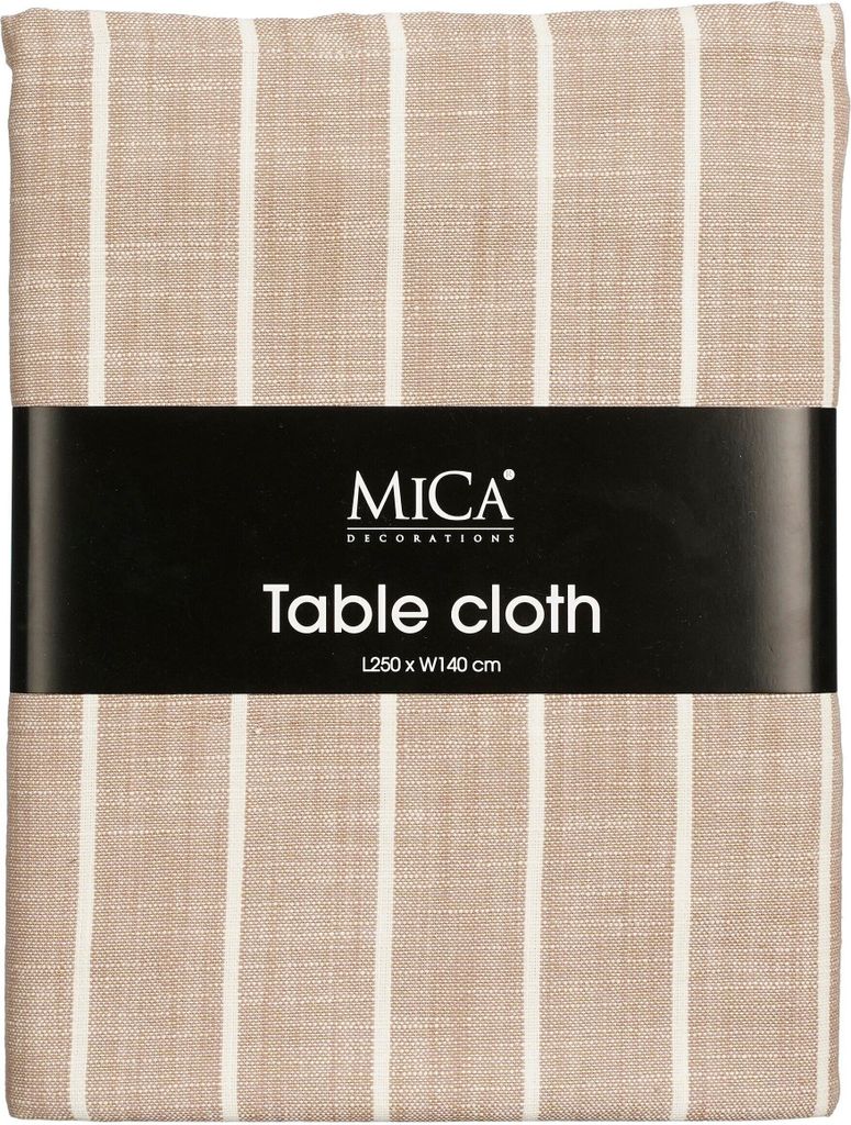 Mica Decorations Alivo Tischdecke - L250 x B140 cm - Baumwolle - Beige, Weiß