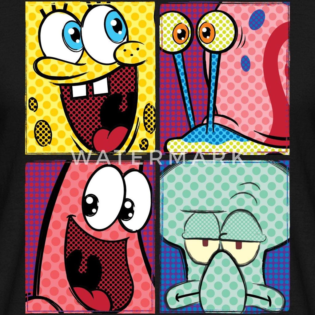 Spreadshirt SpongeBob Schwammkopf Patrick Gary Thaddäus Männer T-Shirt, XL, Schwarz