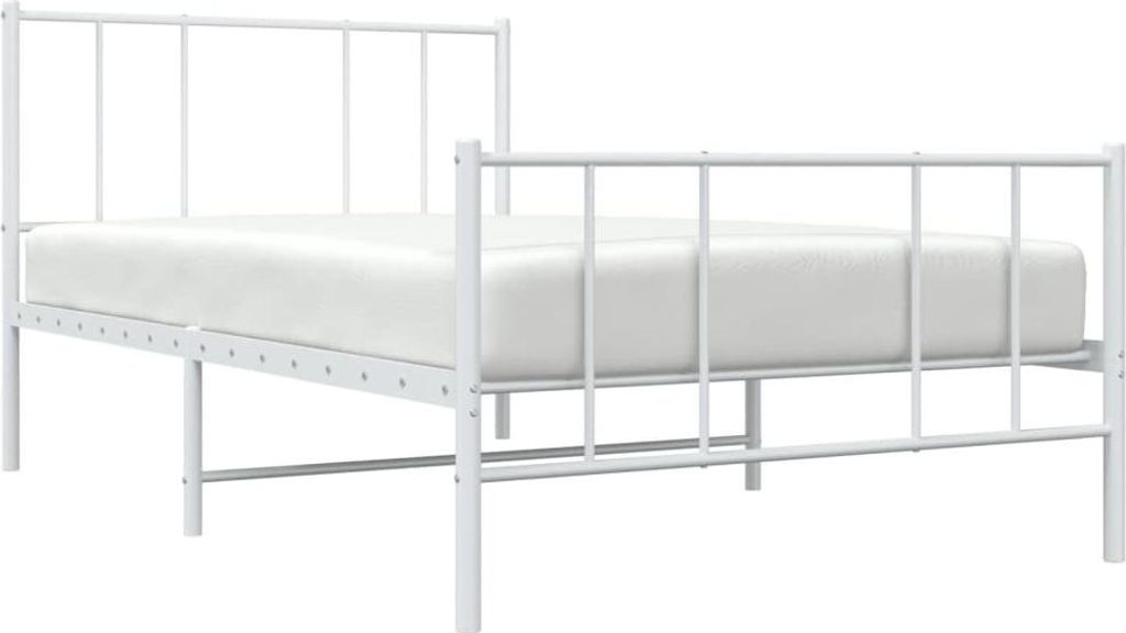 vidaXL Bettgestell mit Kopf- und Fußteil Metall Weiß 75x190 cm