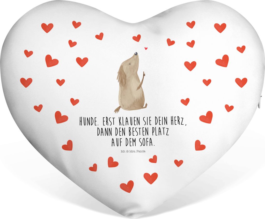 Mr. & Mrs. Panda Dekokissen Hund Liebe - Weiß - Geschenk, Kuschelkissen, Herz Kissen, dekoartikel, Sprüche, Hunde, Hundespruch, Sofakissen, Süß