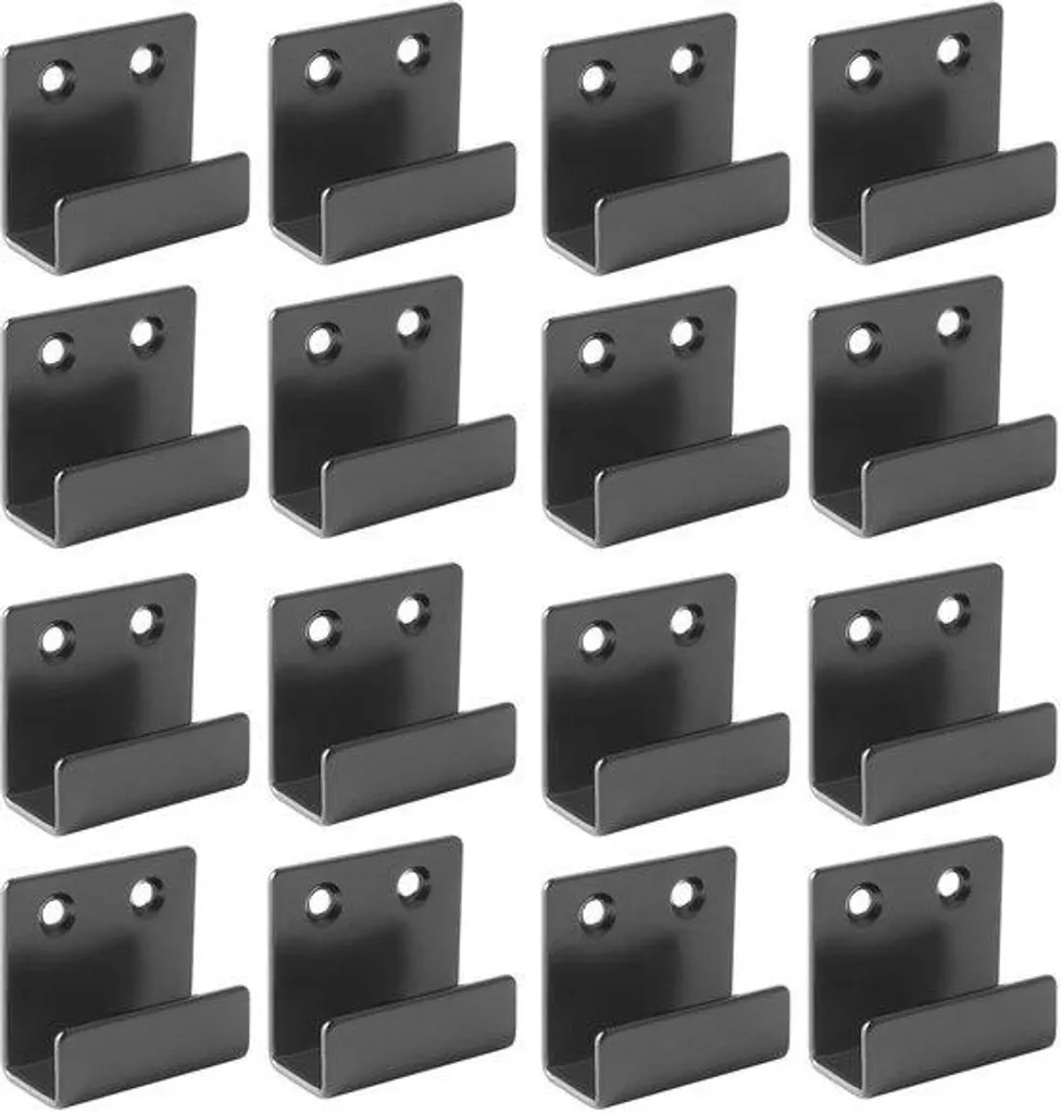 Support en U Anti-Chute pour Carrelage Mural - 16 Crochets Inox Noirs