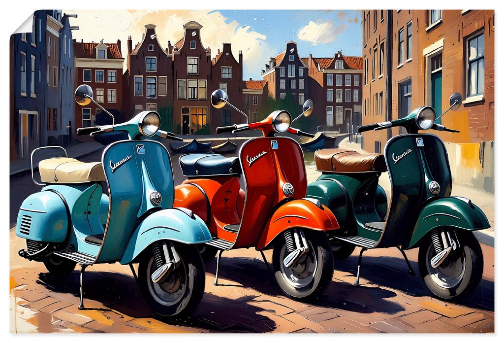 ARTland Poster Mit dem Motorroller nach Amsterdam Größe: 60x40 cm