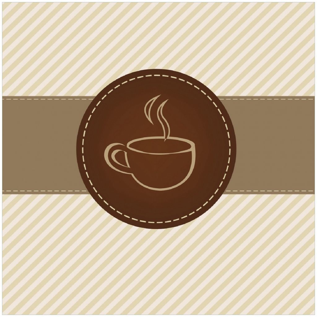 Wallario Premium Glasbild, freischwebende Optik, kräftige Farben, Größe 30 x 30 cm Motiv Kaffee-Menü - Logo Symbol für Kaffee