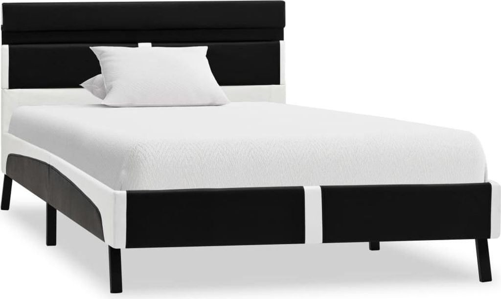 vidaXL Bettgestell mit LED Schwarz Kunstleder 90x200 cm
