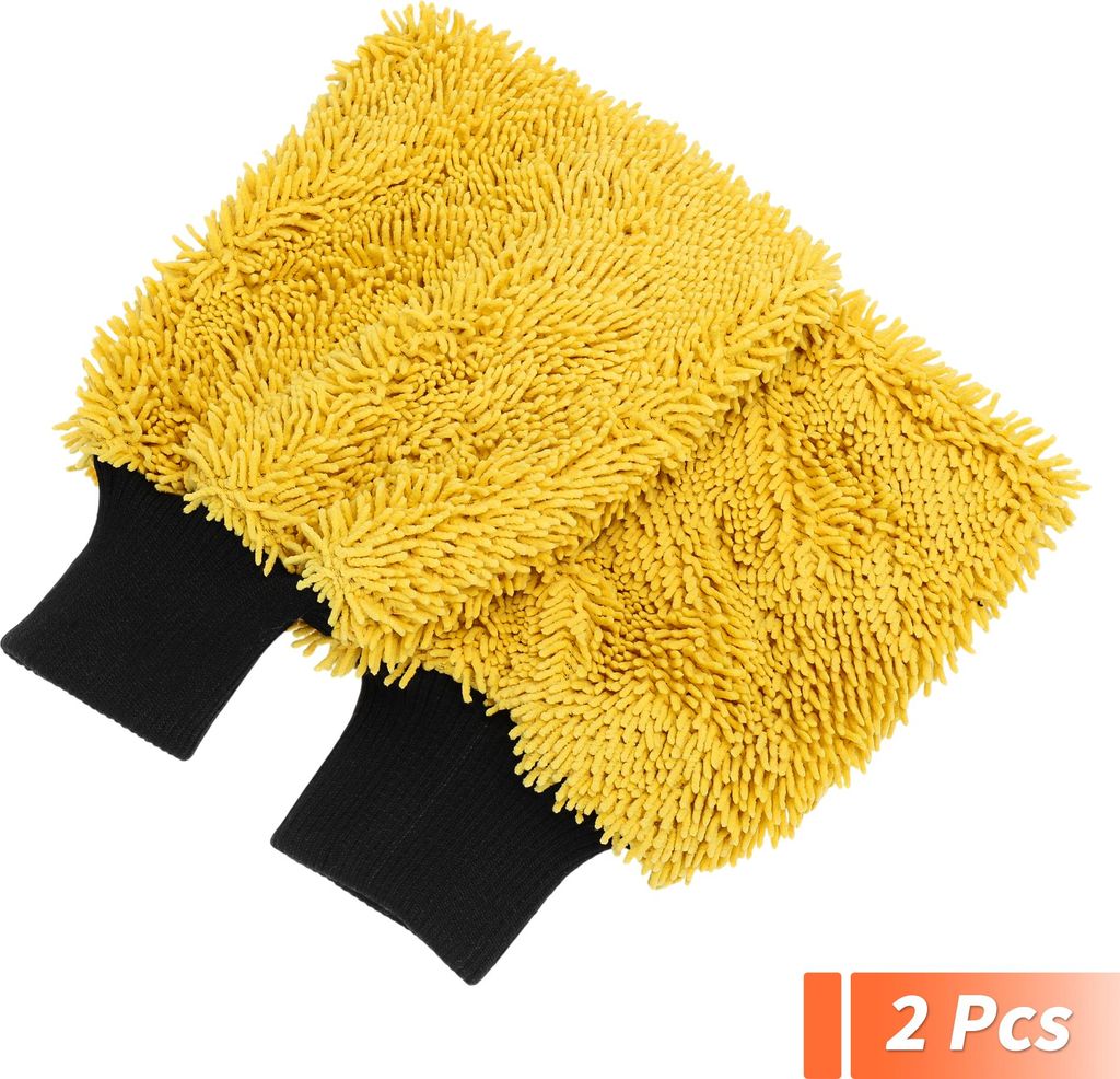 2 Stück Autowaschlappen Luxus Plüsch Autoreinigungstuch Trockner Autowaschwerkzeug 26x20x1cm Orange