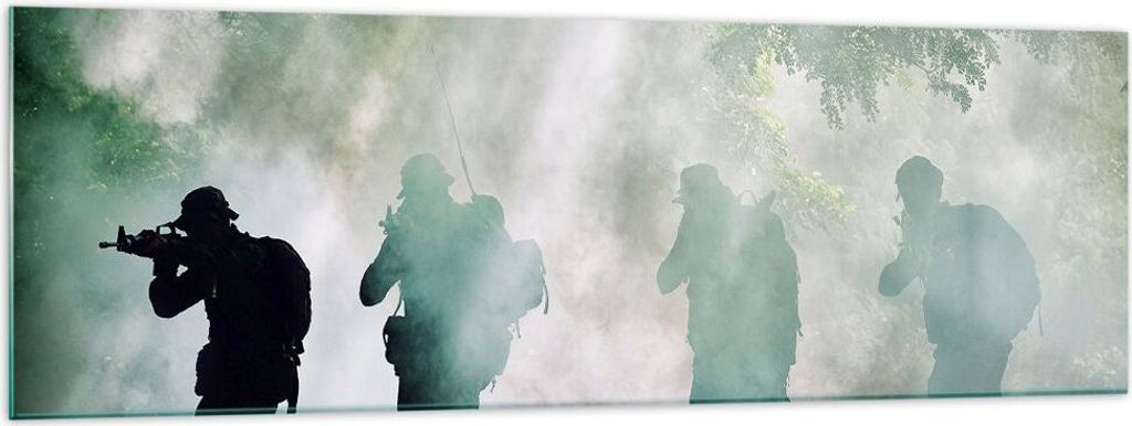 Bilder auf glas - Soldat Gewehr - 160x50cm - Glasbilder - Wandbilder - Kunstdruck - zum Aufhängen bereit - Wanddekoration aus Glas - Glas Bilder -...