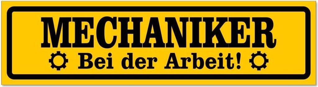 Kiwistar - Autoaufkleber - Gelb - Schwarz - 45 x 12 cm - Mechaniker bei der Arbeit invertiert - Hinweis Aufkleber Sticker für Auto, Kfz, Fahrrad, ...