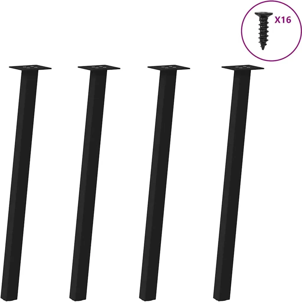 Set 4 Gambe Design Industriale Nero 72 cm - Gambe Consolle in Acciaio Eleganti