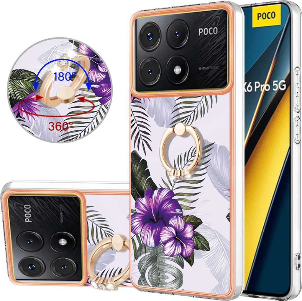 Cover Viola Chic per Xiaomi Poco X6 Pro | Ring Holder & Style - 1