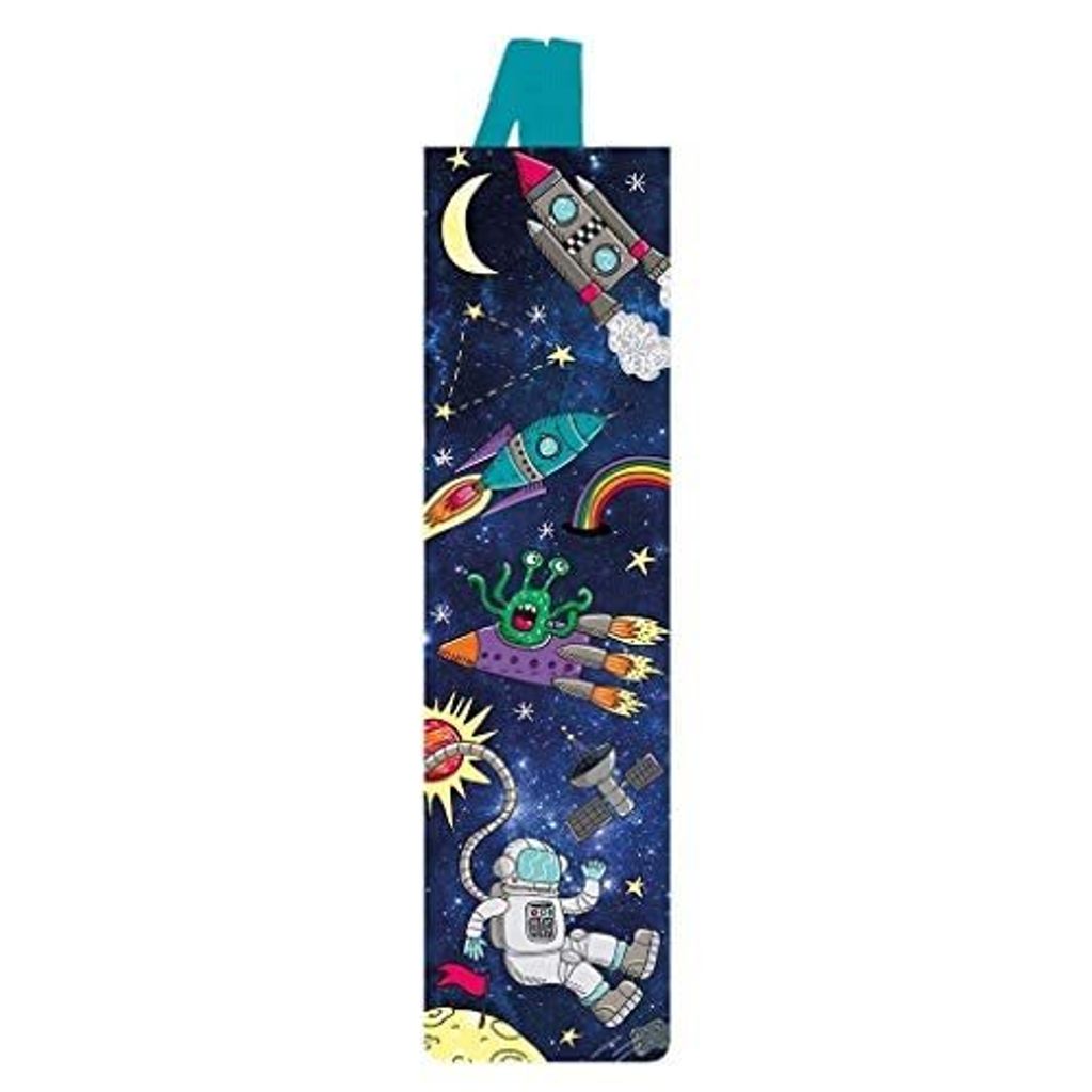 MOSES Lesezeichen mit Gummiband Space leuchtet im dunkeln