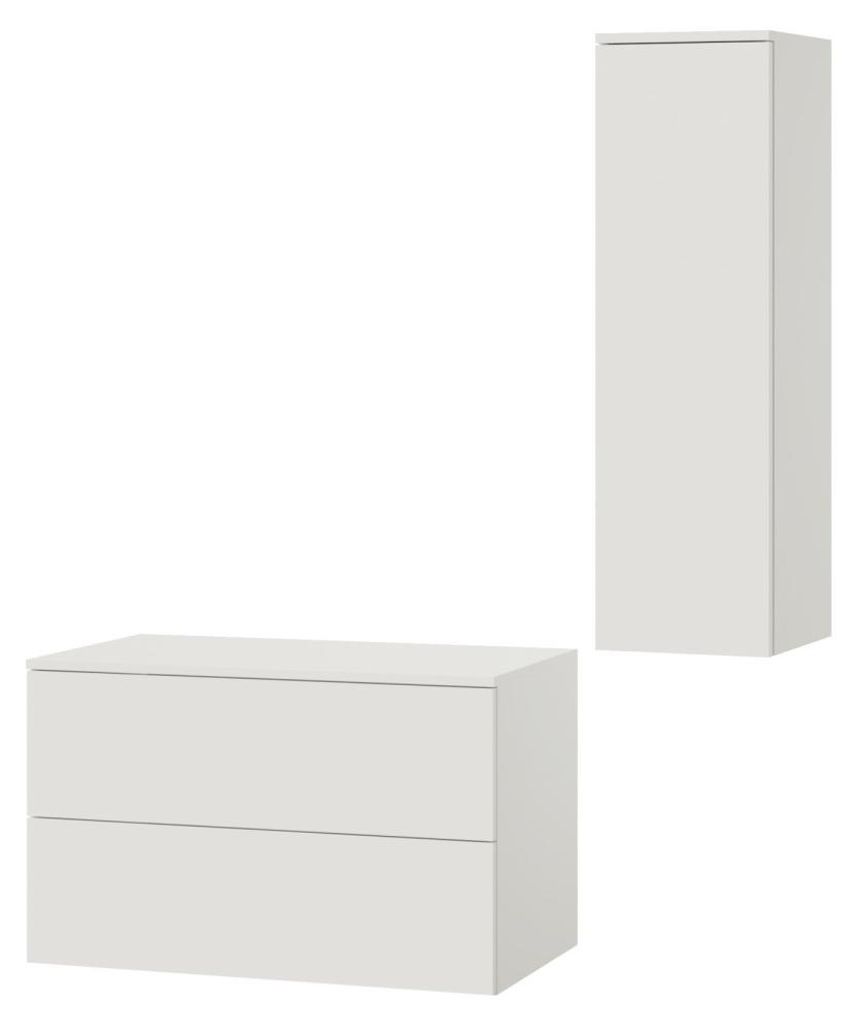 Badezimmerset 2-Teilig: Unterschrank + Hochschrank Color Weiß (2S 80 + 1D 100)
