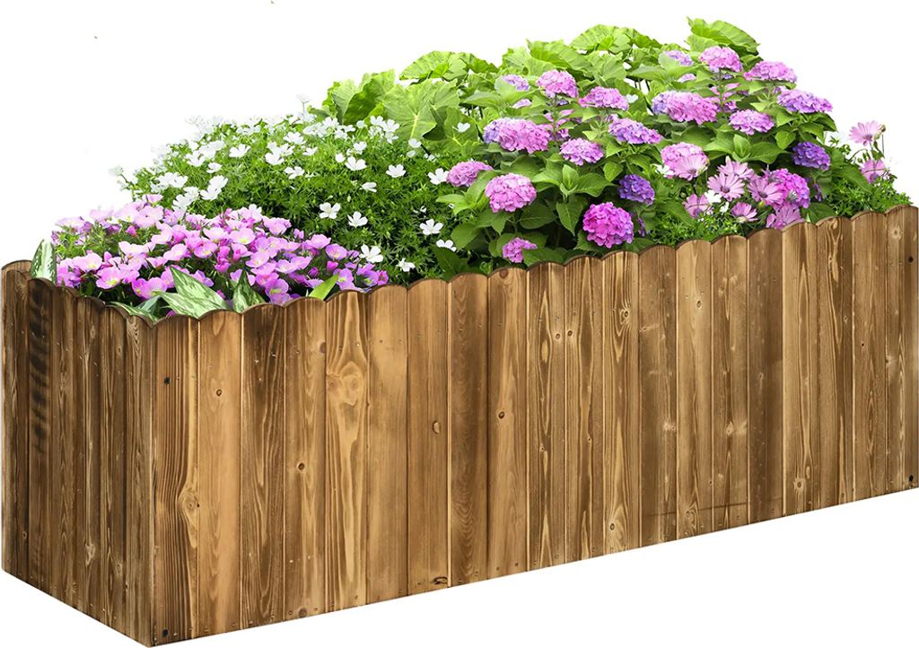 Sweiko Hochbeet Pflanzkasten Kräuterbeet Pflanzbeet Gemüse Blumenbeet Blumenkasten Tannenholz 120 x 40 x 40 cm
