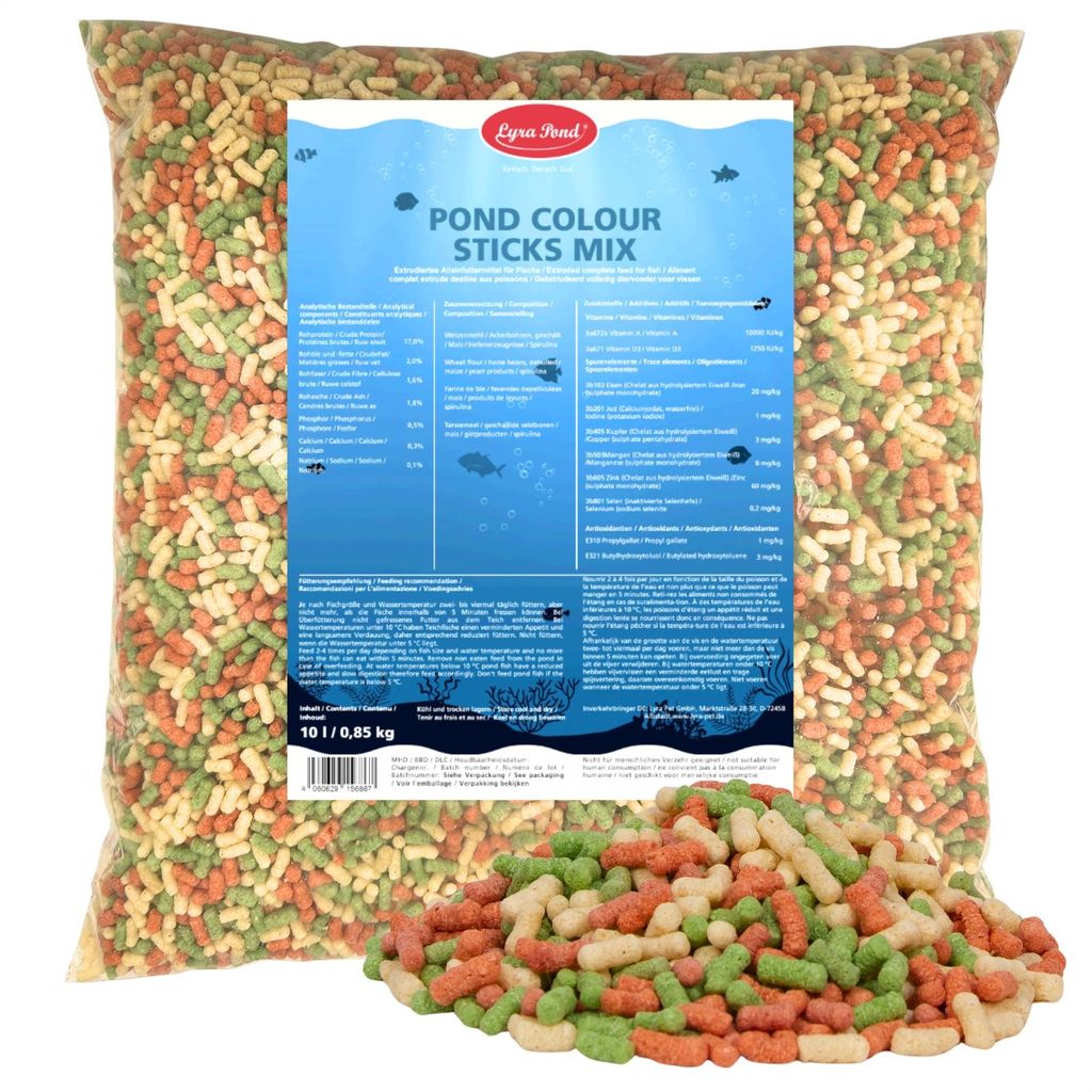10 Liter (0,85 kg) Lyra Pond® Pond Colour Sticks Koi Mix Produktbild 