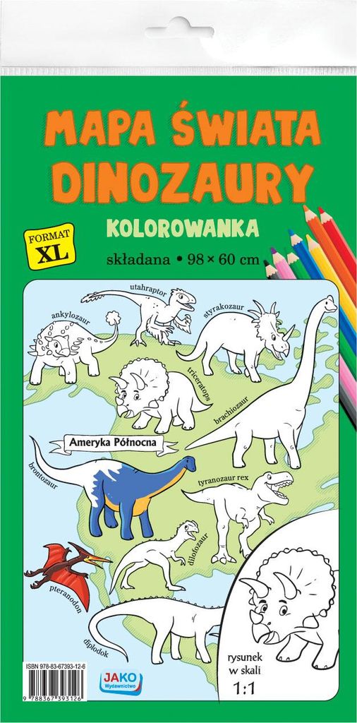Weltkarte. Dinosaurier. Malbuch XL – zum Ausmalen – Sammelwerk