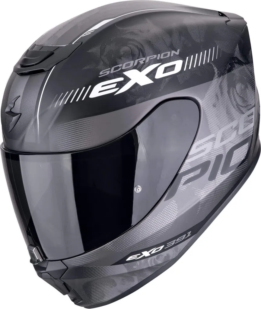 Casque de Moto Intégral Scorpion EXO-391 Ava Noir Mat et Argent en M