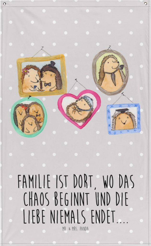 Mr. & Mrs. Panda Wandbild Igel Familie - Grau Pastell - Geschenk, Papa, Wandtuch, Wandteppich, Muttertag, Bilder, Gobelin, Mama, Schwester, Tapestr...