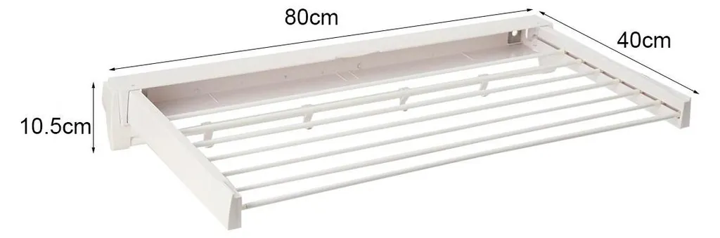 Séchoir à linge mural extensible pliable en plastique PP blanc robuste - 7
