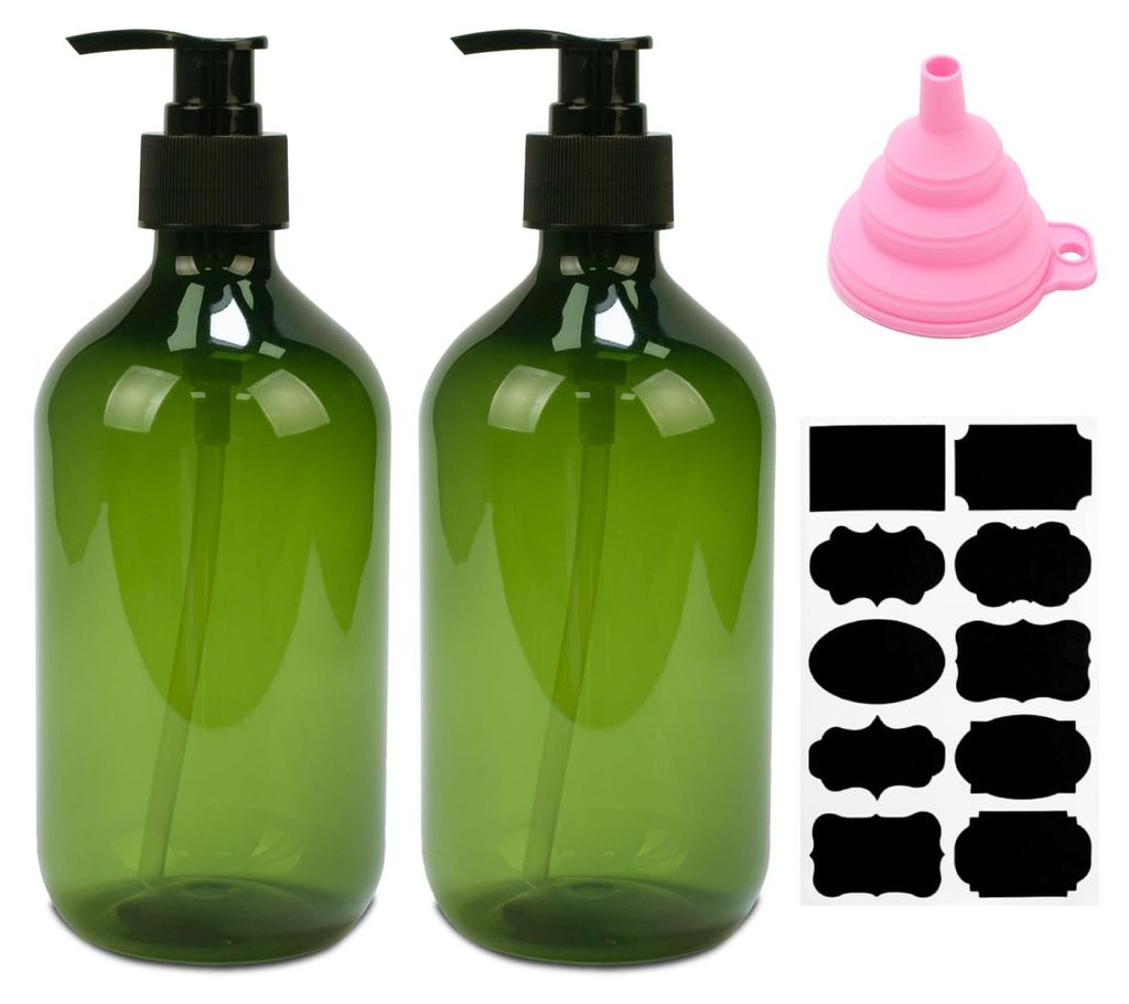 2 x 500ml Seifenspender, nachfüllbare Shampooflaschen, Spülmittelspender, leere Pumpflaschen für Duschgel, Lotionen und Shampoos in Küche und B...