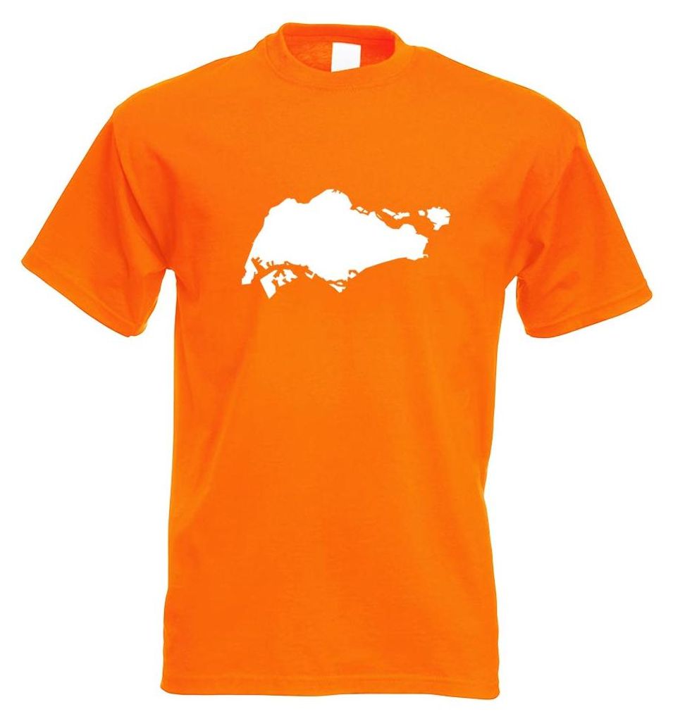 Kiwistar - T-Shirt - orange - Singapur Umriss Kontur Herren Funshirt Bedruckt Design Sprüche Spruch Motive - mit Motiv Bedruckt - Funshirt Design ...