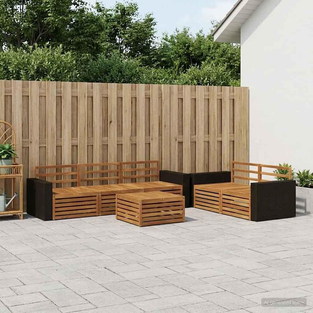 Möbel Outdoor-Sofagarnitur 6 pcs Natur Massivholz AkazieGartensofas - Gartensofas c1107