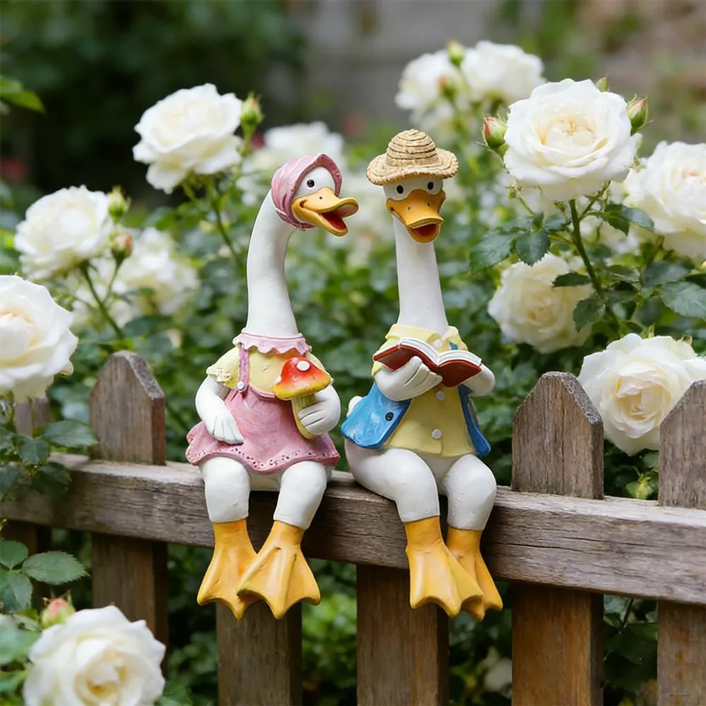 Décoration Extérieure pour Terrasse et Pelouse : Figurines Oies de Jardin