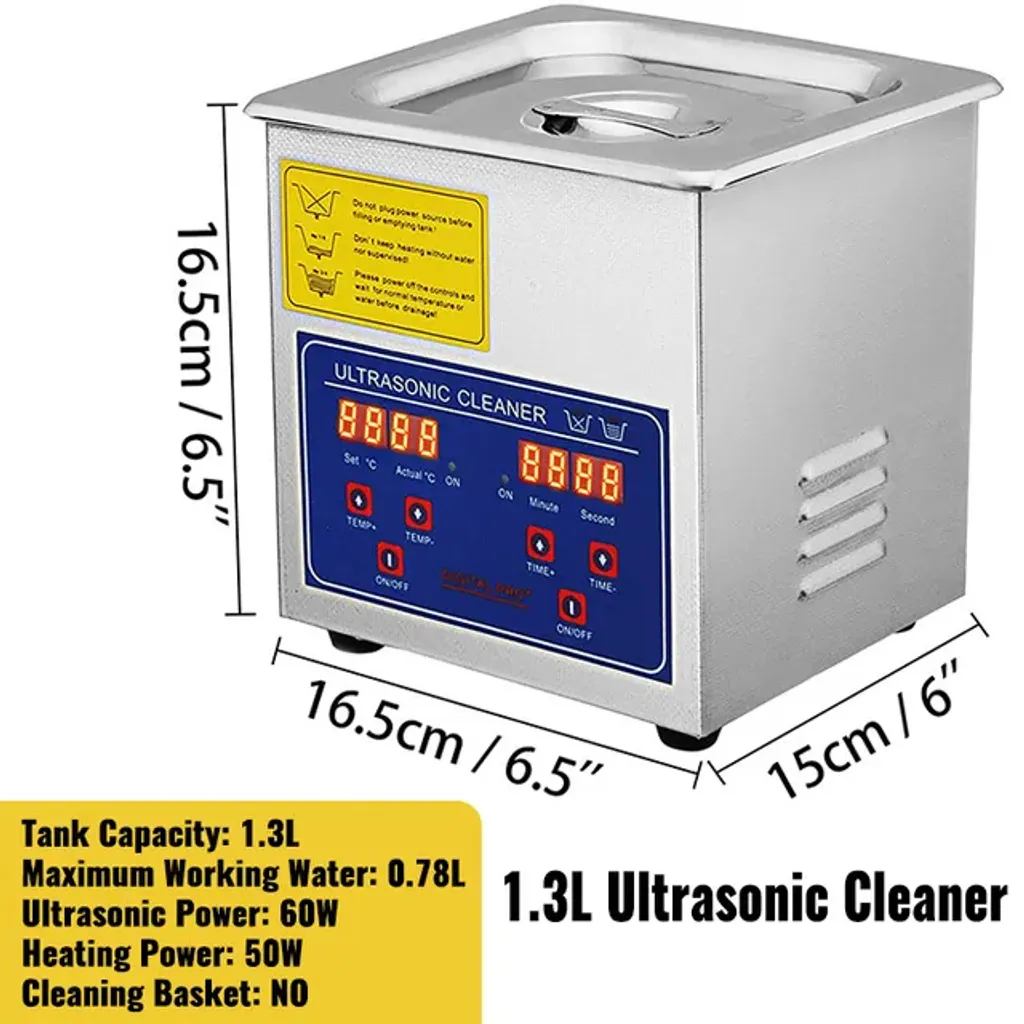 Bac à ultrasons 13 litres inox avec chauffage pour pièces de mécanique