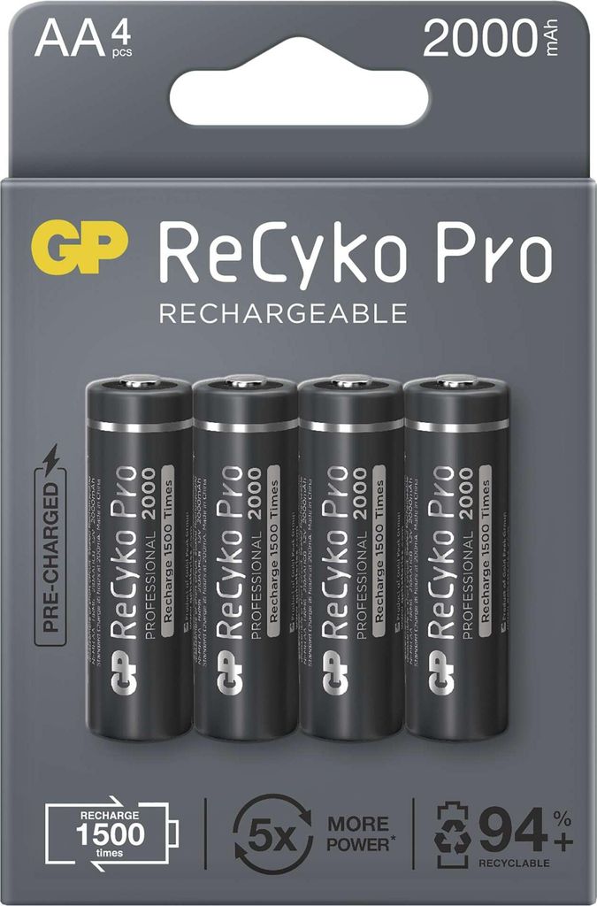 GP Recyko Pro 2000. 4 Stück wiederaufladbare AA-Batterien