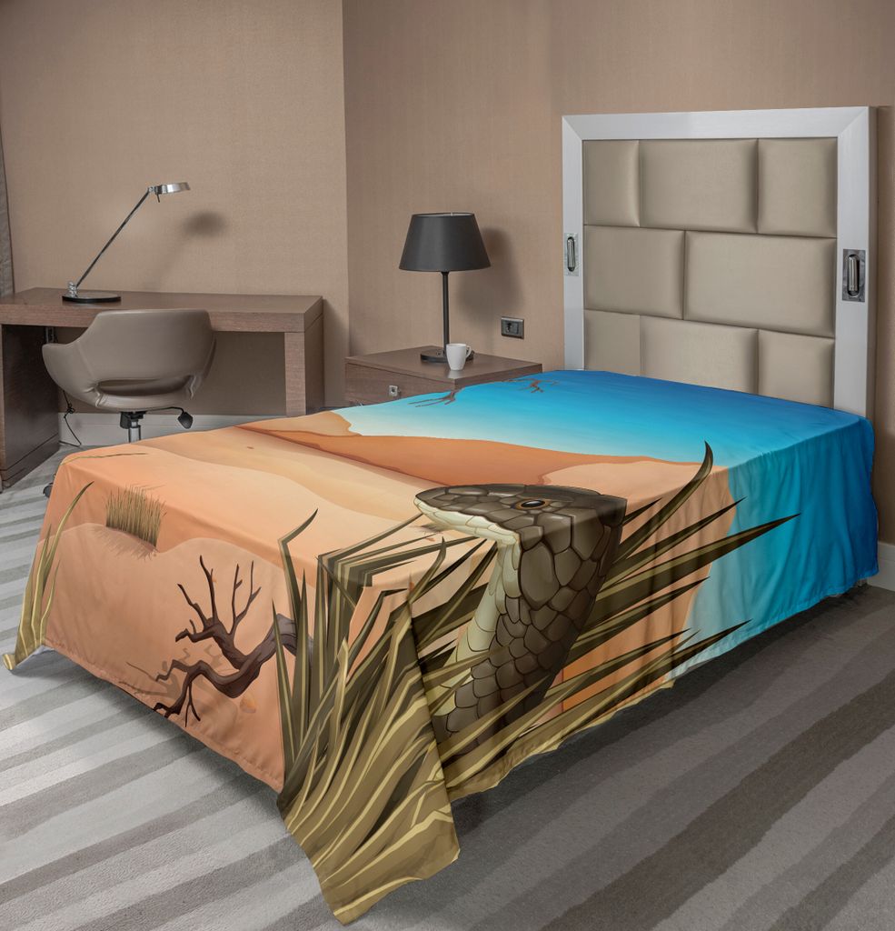 ABAKUHAUS Reptil Bettlaken, Mürrische Schlange, Die Vom Gras Wüsten Tropischem Natur Gift Wild Leben Druck, weiches bequemes oberes Bettlaken fü...