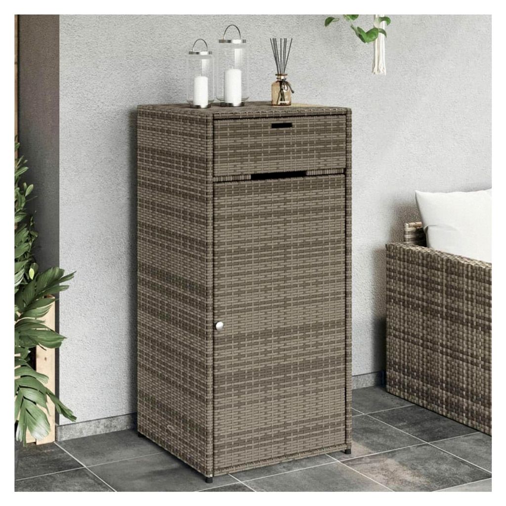 Rattan Gartenschrank Auflagenbox, Geräteschrank, Beistellschrank, Balkonschrank, Terrassenschrank, Aufbewahrungsbehälter für Garten 55 x 55 x 11...