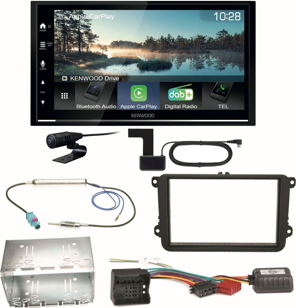 Kenwood DMX7722DABS Android Auto Einbauset für EOS Polo Caddy Amarok Scirocco