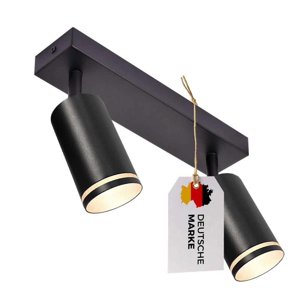 Prime Spot 867-2-BK Elegante Deckenleuchte in Schwarz, Aluminium und Metall, 2x GU10