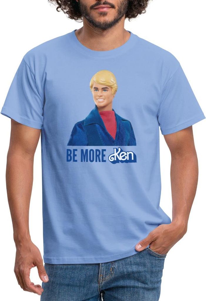 Spreadshirt Barbie Ken Design Mit Spruch Be More Ken Männer T-Shirt, XXL, Carolina Blue