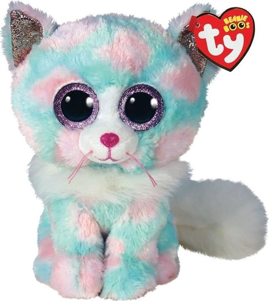 TY Katze Opal 15 cm blau/rosa/weiß mit Glitzeraugen Produktbild 