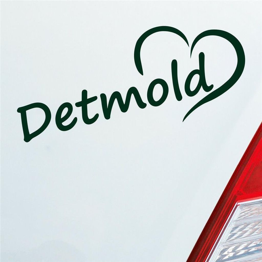 Auto Aufkleber Detmold Herz Stadt City Liebe Love Heimat 19x8 cm Dunkelgrün Sticker Heckscheibenaufkleber