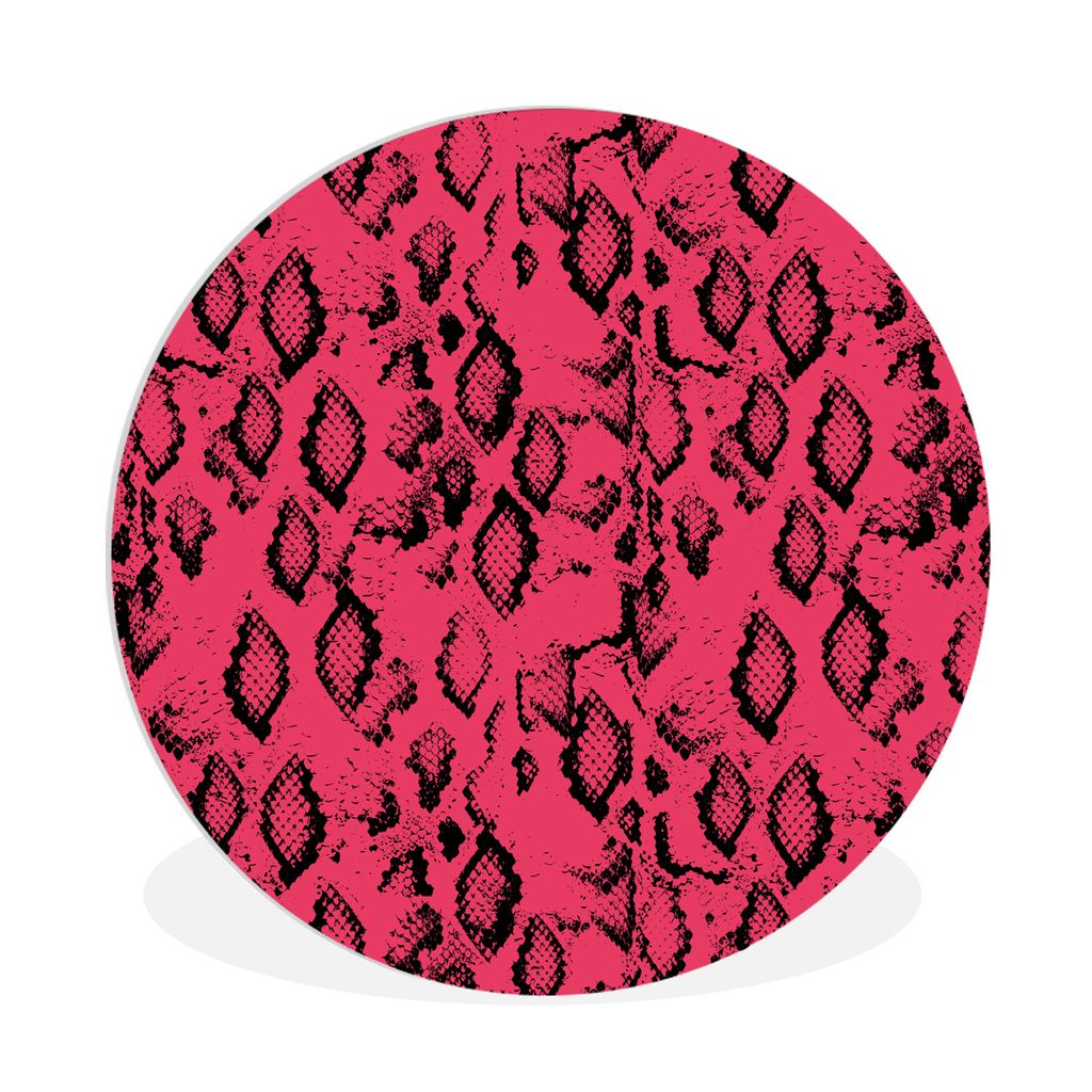 MuchoWow Rundes Wandbild - Runde Bilder Schlangendruck - Tiere - Rosa Ø 90 cm Kreis Wanddekoration Kunststoff - Wandkreis - Wandschmuck - Wand-K...