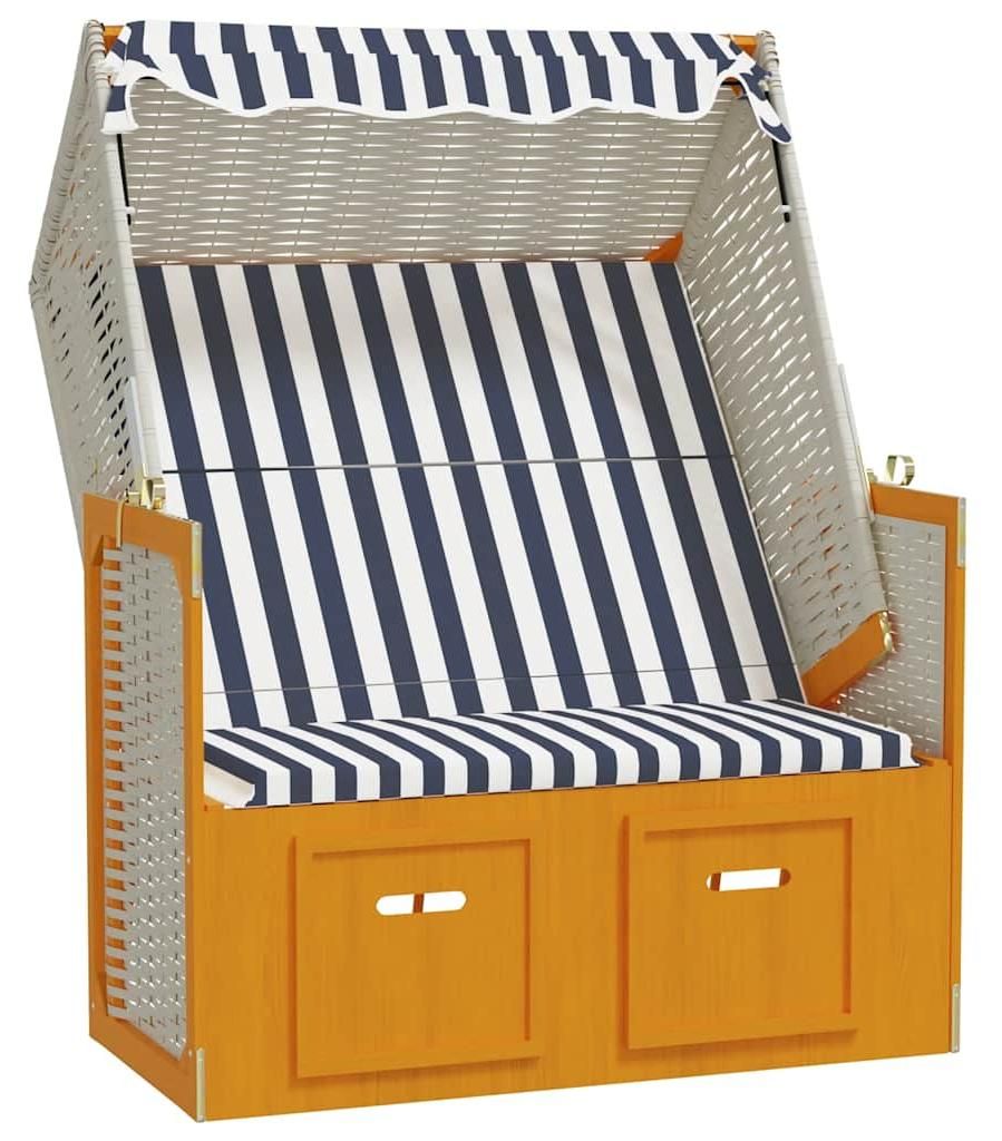 vidaXL Strandkorb mit Dach Poly Rattan & Massivholz Weiß & Produktbild 