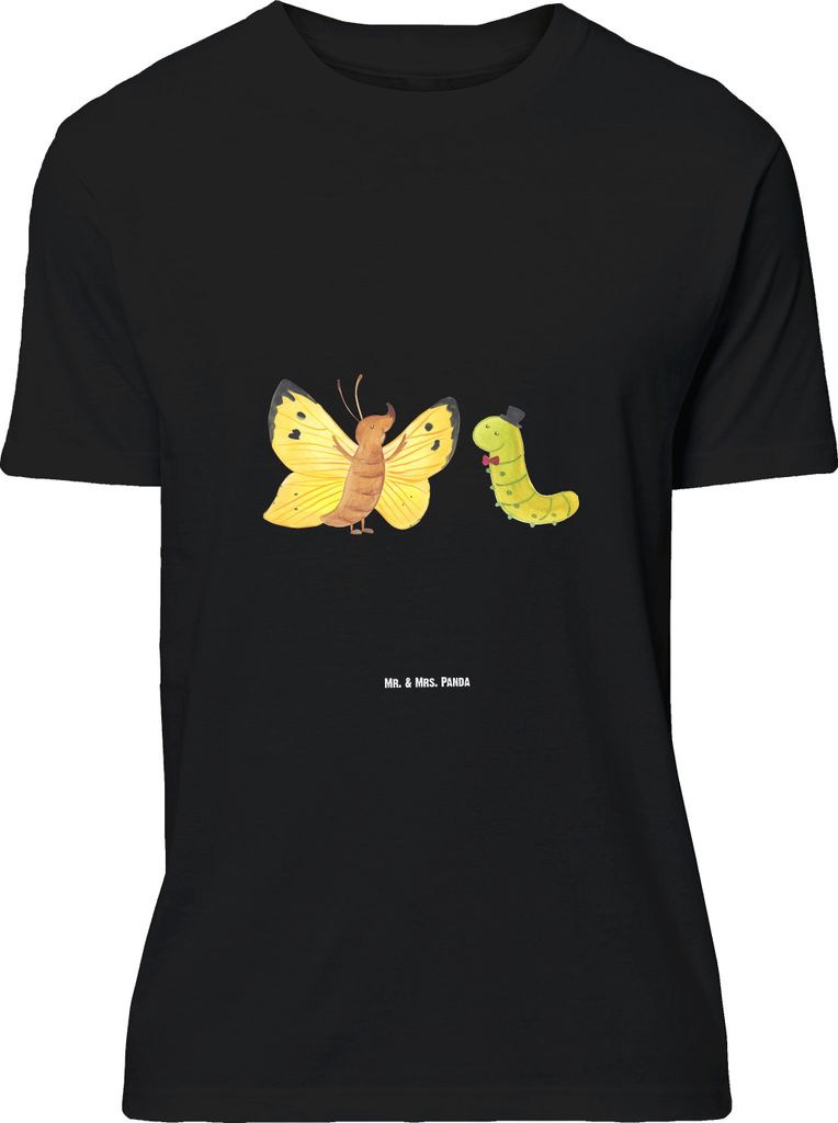 Mr. & Mrs. Panda Größe XL T-Shirt Raupe Schmetterling - Schwarz - Geschenk, Schönheit, mit Spruch, Zitronenfalter, Lustige Sprüche, Hütchen, T...