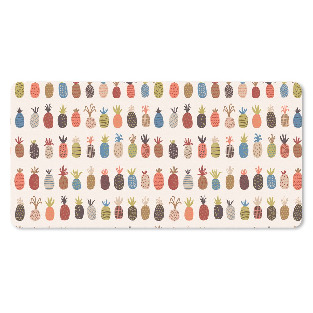 MuchoWow Schreibtischunterlage Ananas - Regenbogen - Retro - Obst 80x40 cm - XXL Mauspad - Gaming Mauspad