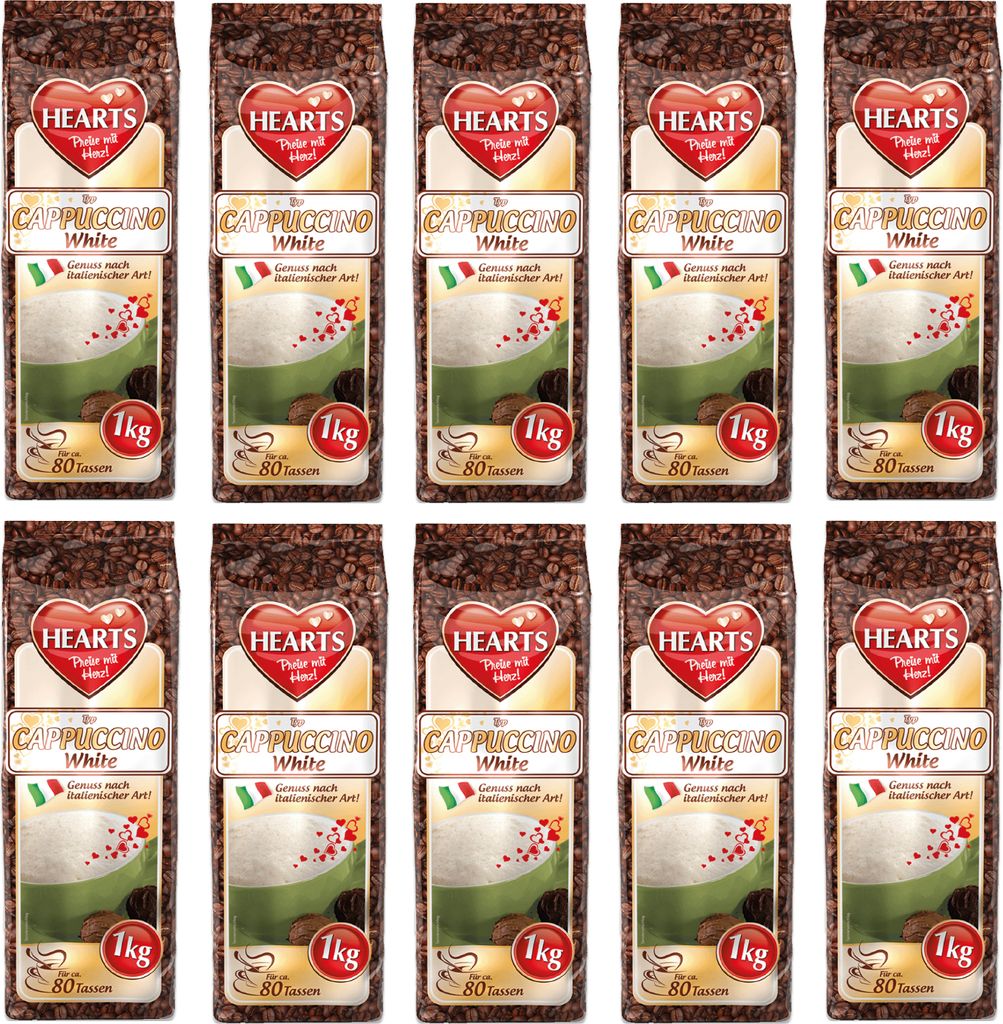 HEARTS Cappuccino White Line Vanille Geschmack 10 x 1kg Produktbild