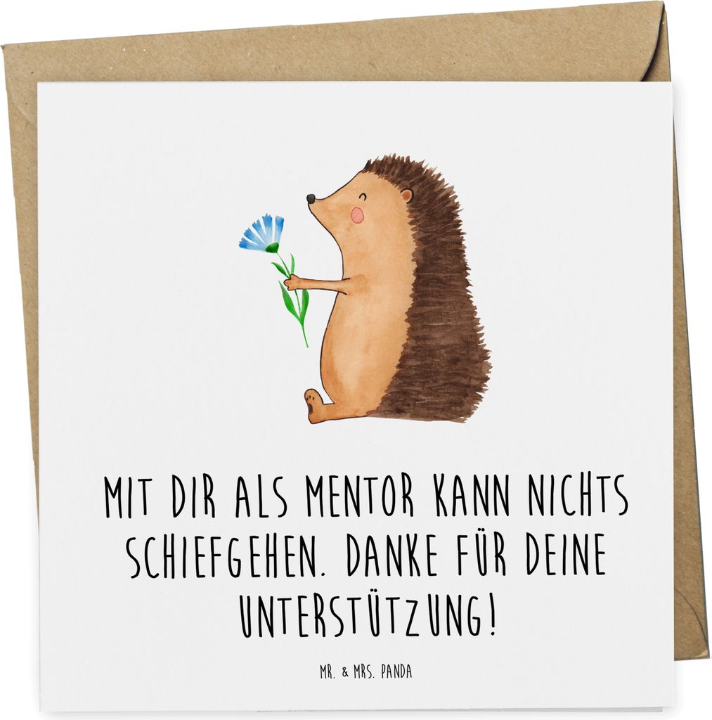 Mr. & Mrs. Panda Glückwunschkarte Beste Mentor - Weiß - Geschenk, anlasskarte, Unterstützung, faltkarte, Danke, Klappkarte, doppelkarte, Aufmerk...