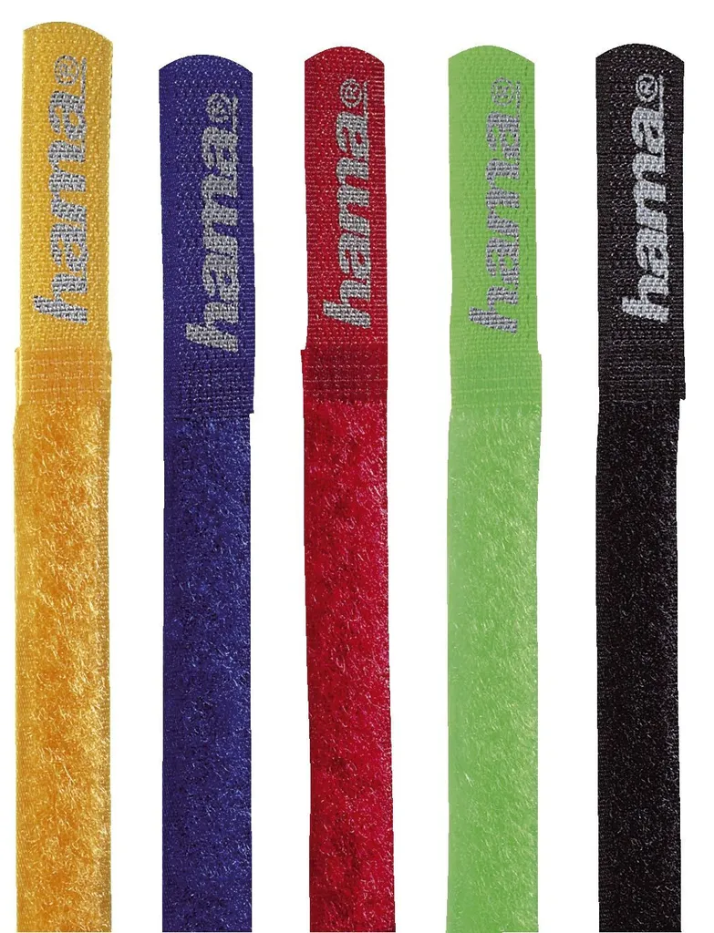 Lot de 5 Bandes Velcro pour Câbles Hama 21,5 cm Multicolores 00020535