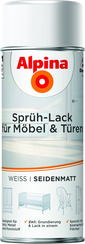 Alpina Sprühlack Möbel & Türen seidenmatt weiß 400 ml