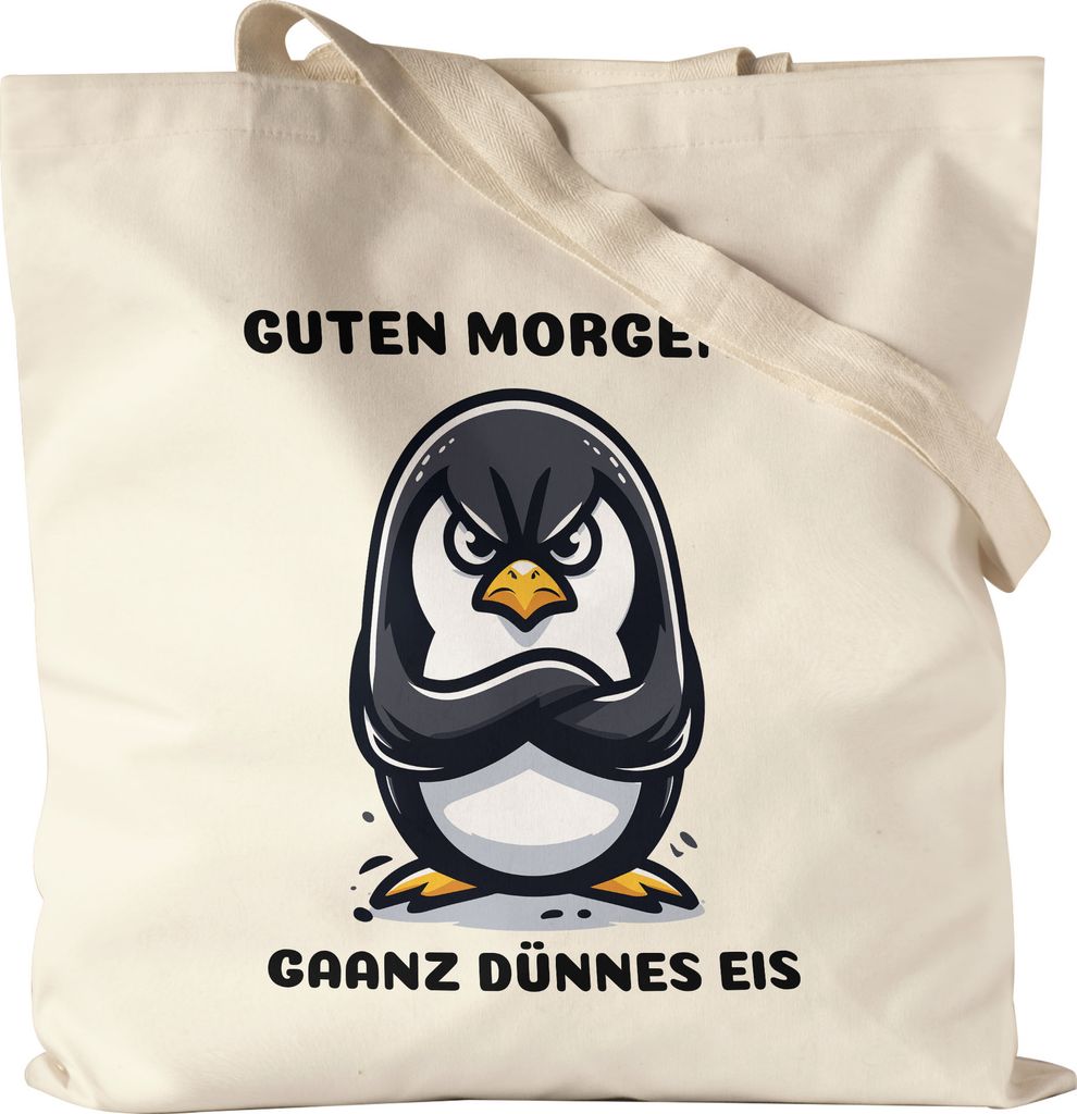 Guten Morgen Ganz dünnes Eis Jutebeutel Pinguin Morgenmuffel Lustig Humor
