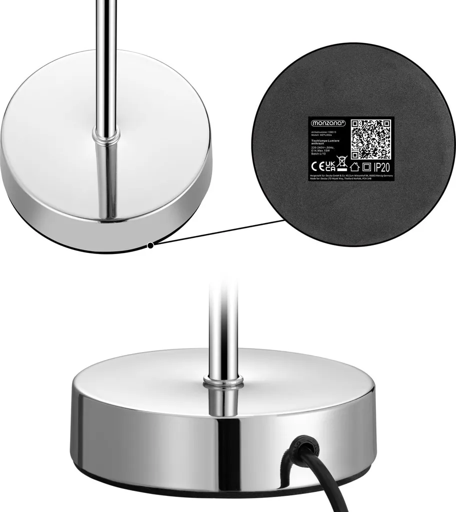 Lampe de lecture pour chambre anthracite - Éclairage doux douille E14 - 9